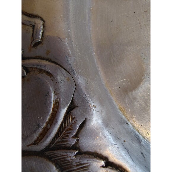 Vtg Hand Forged Everlast Metal Decorative Tray Charger Centerpiece Floral Fruit - Picture 5 of 7